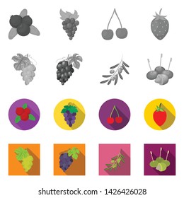 Isolated object of berry and fruit sign. Collection of berry and redberry stock symbol for web.