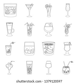 Isolated object of beverage and ice sign. Set of beverage and shaker stock vector illustration.