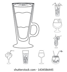 Isolated object of beverage and ice sign. Collection of beverage and shaker vector icon for stock.