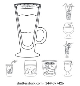 Isolated object of beverage and ice sign. Collection of beverage and shaker vector icon for stock.