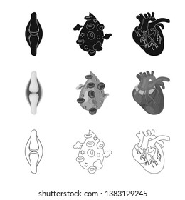 Isolated object of biology and scientific logo. Collection of biology and laboratory stock vector illustration.