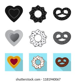 Isolated object of biscuit and bake icon. Set of biscuit and chocolate vector icon for stock.