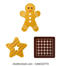 Isolated object of biscuit and bake icon. Collection of biscuit and chocolate stock vector illustration.