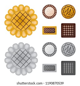 Isolated object of biscuit and bake icon. Set of biscuit and chocolate stock vector illustration.