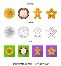 Isolated object of biscuit and bake icon. Set of biscuit and chocolate vector icon for stock.