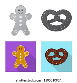 Isolated object of biscuit and bake icon. Collection of biscuit and chocolate vector icon for stock.