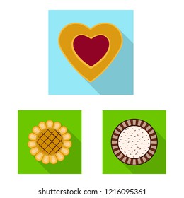 Isolated object of biscuit and bake icon. Set of biscuit and chocolate vector icon for stock.