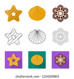 Isolated object of biscuit and bake icon. Collection of biscuit and chocolate stock vector illustration.