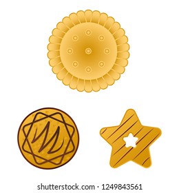 Isolated object of biscuit and bake icon. Collection of biscuit and chocolate stock vector illustration.
