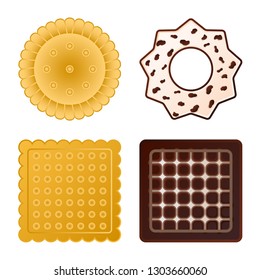 Isolated object of biscuit and bake icon. Set of biscuit and chocolate vector icon for stock.