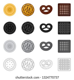 Isolated object of biscuit and bake icon. Collection of biscuit and chocolate stock vector illustration.