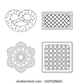 Isolated object of biscuit and bake icon. Collection of biscuit and chocolate stock symbol for web.