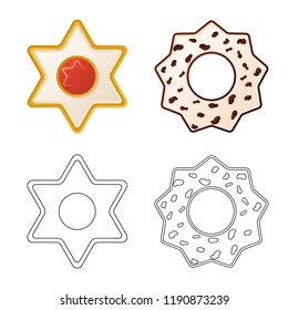 Isolated object of biscuit and bake logo. Set of biscuit and chocolate stock vector illustration.