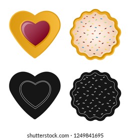 Isolated object of biscuit and bake logo. Set of biscuit and chocolate stock vector illustration.
