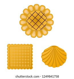 Isolated object of biscuit and bake logo. Collection of biscuit and chocolate stock vector illustration.