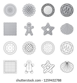 Isolated object of biscuit and bake logo. Set of biscuit and chocolate vector icon for stock.