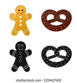 Isolated object of biscuit and bake logo. Collection of biscuit and chocolate stock symbol for web.