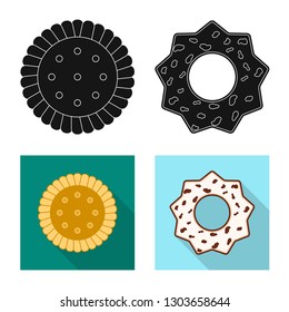 Isolated object of biscuit and bake logo. Set of biscuit and chocolate vector icon for stock.