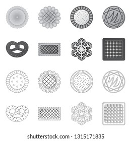 Isolated object of biscuit and bake logo. Collection of biscuit and chocolate vector icon for stock.