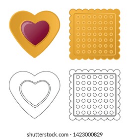 Isolated object of biscuit and bake logo. Set of biscuit and chocolate stock symbol for web.