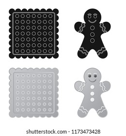 Isolated object of biscuit and bake sign. Collection of biscuit and chocolate stock vector illustration.