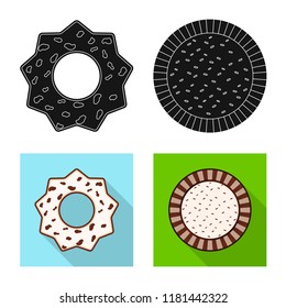 Isolated object of biscuit and bake sign. Set of biscuit and chocolate stock vector illustration.