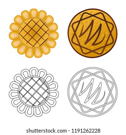 Isolated object of biscuit and bake sign. Set of biscuit and chocolate stock symbol for web.