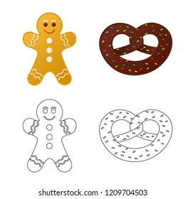 Isolated object of biscuit and bake sign. Collection of biscuit and chocolate vector icon for stock.