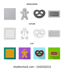 Isolated object of biscuit and bake sign. Collection of biscuit and chocolate stock vector illustration.