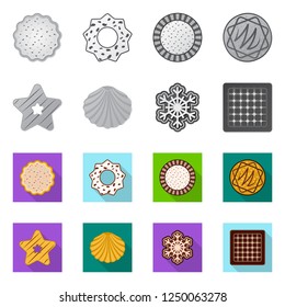 Isolated object of biscuit and bake sign. Collection of biscuit and chocolate symbol for web.