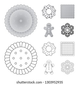 Isolated object of biscuit and bake sign. Collection of biscuit and chocolate vector icon for stock.