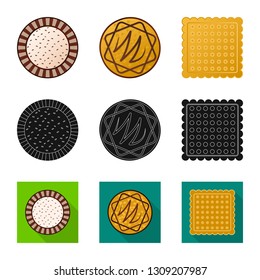 Isolated object of biscuit and bake sign. Collection of biscuit and chocolate stock vector illustration.