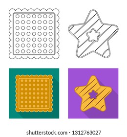 Isolated object of biscuit and bake sign. Set of biscuit and chocolate vector icon for stock.