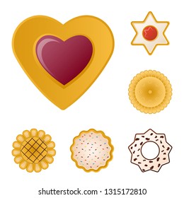Isolated object of biscuit and bake sign. Set of biscuit and chocolate stock symbol for web.