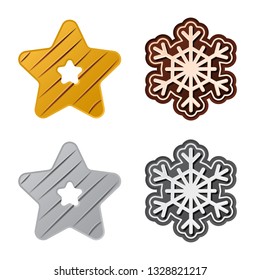 Isolated object of biscuit and bake sign. Set of biscuit and chocolate stock symbol for web.