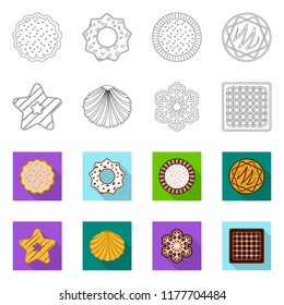 Isolated object of biscuit and bake symbol. Set of biscuit and chocolate stock vector illustration.