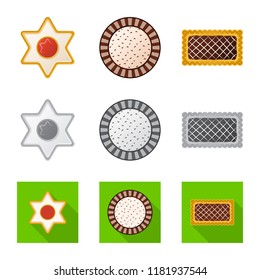 Isolated object of biscuit and bake symbol. Set of biscuit and chocolate vector icon for stock.