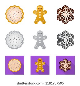 Isolated object of biscuit and bake symbol. Collection of biscuit and chocolate stock vector illustration.