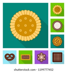 Isolated object of biscuit and bake symbol. Set of biscuit and chocolate stock vector illustration.