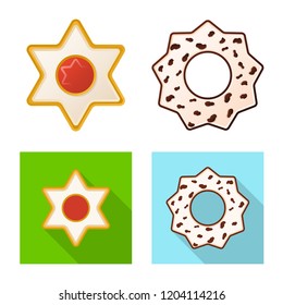 Isolated object of biscuit and bake symbol. Set of biscuit and chocolate stock vector illustration.