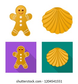Isolated object of biscuit and bake symbol. Set of biscuit and chocolate stock symbol for web.