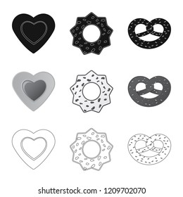 Isolated object of biscuit and bake symbol. Collection of biscuit and chocolate stock vector illustration.