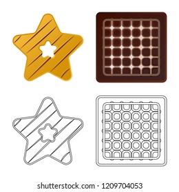 Isolated object of biscuit and bake symbol. Collection of biscuit and chocolate vector icon for stock.