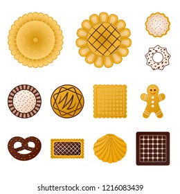 Isolated object of biscuit and bake symbol. Collection of biscuit and chocolate vector icon for stock.