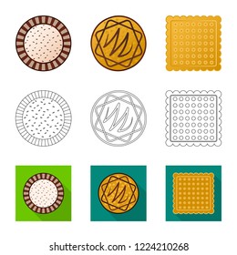 Isolated object of biscuit and bake symbol. Collection of biscuit and chocolate stock vector illustration.