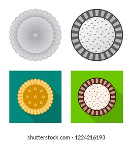Isolated object of biscuit and bake symbol. Collection of biscuit and chocolate stock vector illustration.