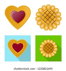 Isolated object of biscuit and bake symbol. Set of biscuit and chocolate stock vector illustration.