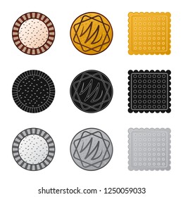 Isolated object of biscuit and bake symbol. Set of biscuit and chocolate vector icon.