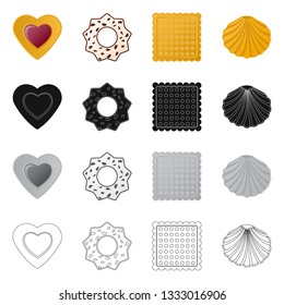 Isolated object of biscuit and bake symbol. Set of biscuit and chocolate stock vector illustration.