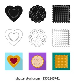 Isolated object of biscuit and bake symbol. Collection of biscuit and chocolate vector icon for stock.